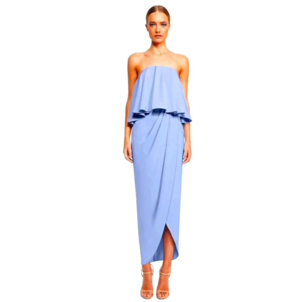 Shona Joy Strapless Frill Drape Maxi